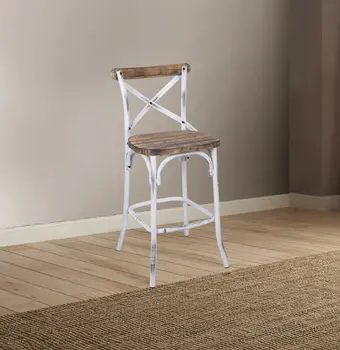 20" Brown And White Iron Bar Chair