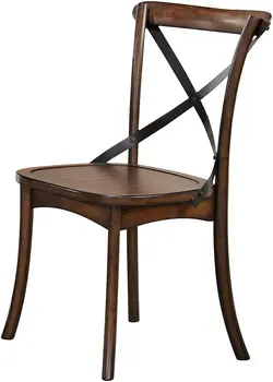 Set of Two Brown Cross Back Dining Side Chairs