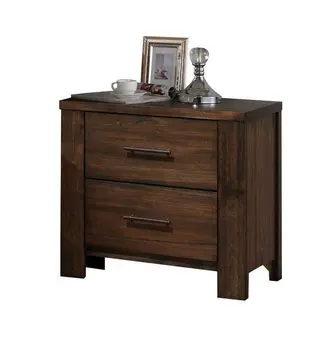 25" Brown Wood Two Drawer Nightstand