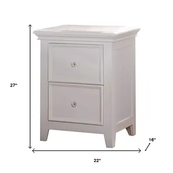 27" White Two Drawers Nightstand