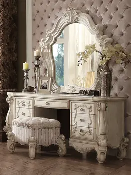 22" Ivory and Bone Fabric Floral Tufted Vanity Chair