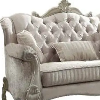 69" Ivory Chesterfield Loveseat and Toss Pillows