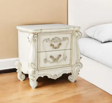 31" White Wood Two Drawer Nightstand