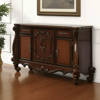 70" Cherry Oak Solid Wood Five Drawer Combo Dresser