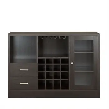 47" Espresso Solid Wood Frame With Five Shelves And Two Drawers