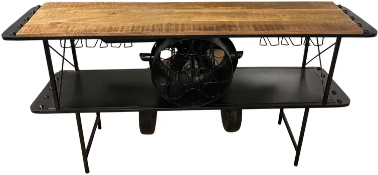 Black Metal Mango Wood Aeroplane Bar Counter