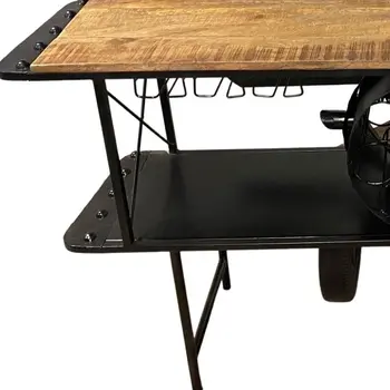 Black Metal Mango Wood Aeroplane Bar Counter