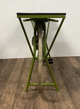 71" Brown and Green Solid Wood and Metal Bike Kitchen Cart