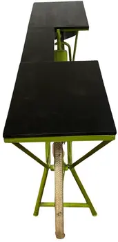 71" Brown and Green Solid Wood and Metal Bike Kitchen Cart