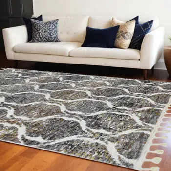 9' X 13' Gray Ogee Area Rug