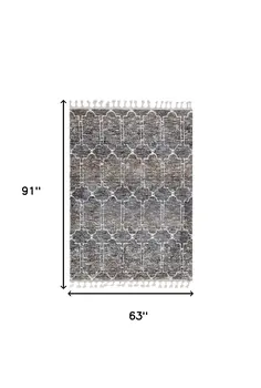 5' X 8' Gray and Ivory Geometric Area Rug