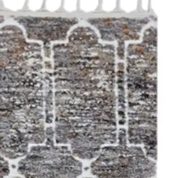 5' X 8' Gray and Ivory Geometric Area Rug