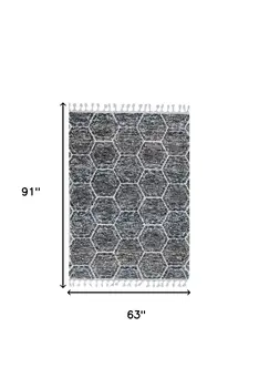 5' X 8' Gray and Ivory Geometric Area Rug