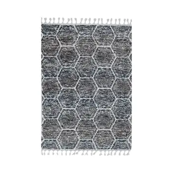 5' X 8' Gray and Ivory Geometric Area Rug