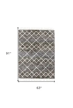 5' X 8' Gray and Ivory Geometric Area Rug