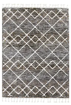 5' X 8' Gray and Ivory Geometric Area Rug