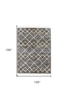9' X 13' Brown and Ivory Geometric Area Rug