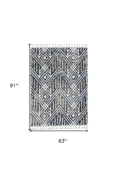 5' X 8' Gray and Ivory Geometric Area Rug