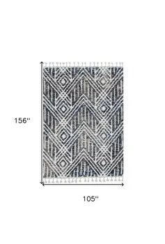 9' X 13' Gray and Ivory Geometric Area Rug