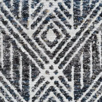 9' X 13' Gray and Ivory Geometric Area Rug