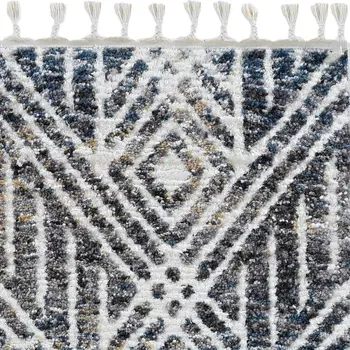 9' X 13' Gray and Ivory Geometric Area Rug