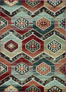 5' X 8' Red Aztec Diamond Area Rug