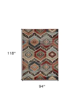 8' X 10' Red Machine Woven Honeycomb Lodge Indoor Area Rug