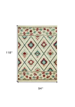 8' X 10' Ivory Southwestern Indoor Outdoor Area Rug