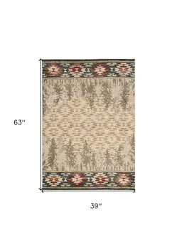 3' X 5' Ivory Southwestern Area Rug