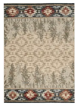 9' X 12' Ivory Beige and Gray Woodland Lodge Area Rug