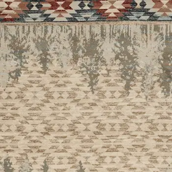 9' X 12' Ivory Beige and Gray Woodland Lodge Area Rug