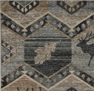 5' X 8' Blue And White Geometric Area Rug