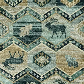 5' X 8' Blue And White Geometric Area Rug