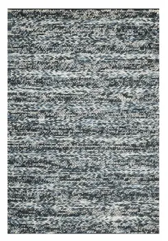5' X 7' Ivory Blue And Gray Wool Striped Hand Woven Area Rug
