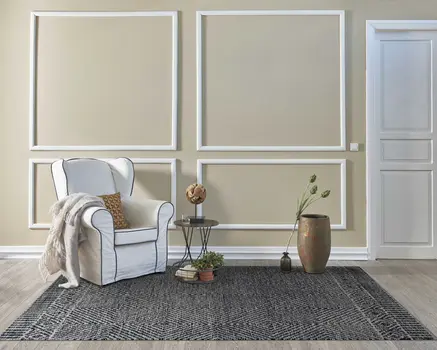 5' X 7' Ivory Blue And Gray Wool Striped Hand Woven Area Rug