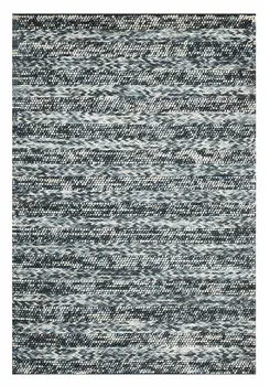 5' X 7' Ivory Blue And Gray Wool Striped Hand Woven Area Rug