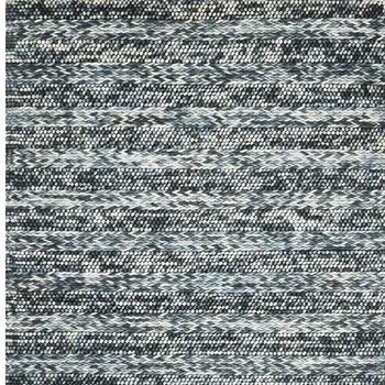 5' X 7' Ivory Blue And Gray Wool Striped Hand Woven Area Rug