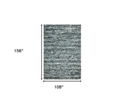 9' X 13' Blue Wool Ikat Hand Woven Area Rug