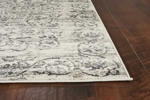 10' X 13' Gray and Ivory Floral Area Rug