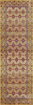 8' Gold And Red Floral Runner Rug