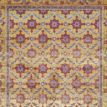 10' X 13' Blue Red and Gold Floral Area Rug