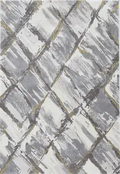 8' Gray And Ivory Geometric Runner Rug