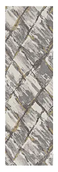 8' Gray And Ivory Geometric Runner Rug
