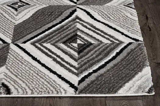 8' Gray Geometric Runner Rug
