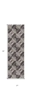 8' Gray Geometric Runner Rug