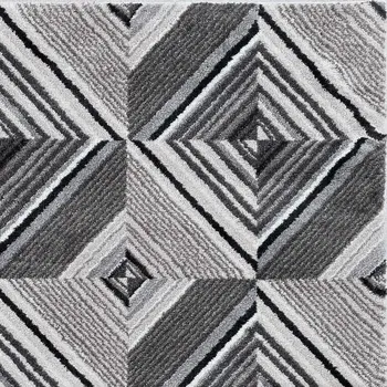 8' Gray Geometric Runner Rug