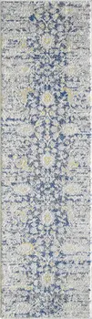 7' Gold And Gray Floral Runner Rug