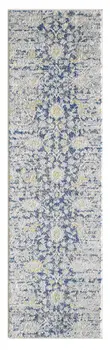 7' Gold And Gray Floral Runner Rug