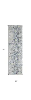 7' Gold And Gray Floral Runner Rug