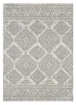 7' X 12' Gray and Ivory Geometric Area Rug